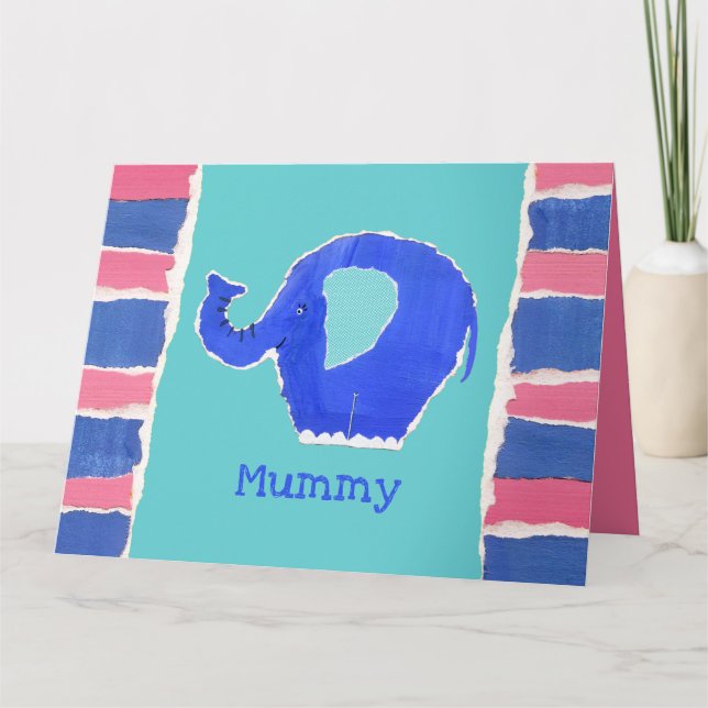 Tarjeta del Día de la Madre del Elefante Lindo Per (Anverso)