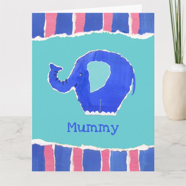 Tarjeta del Día de la Madre del Elefante Lindo Per (Anverso)