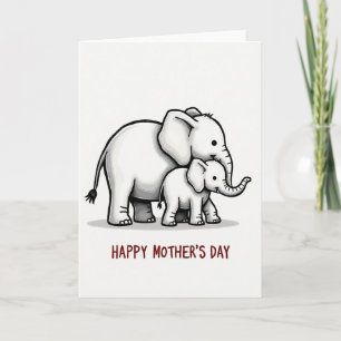 Tarjeta del Día de la Madre del Elefante Mate