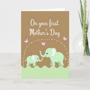 Tarjeta del Día de la Madre del Elefante Menta