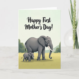 Tarjeta del Día de la Madre del Elefante Suave