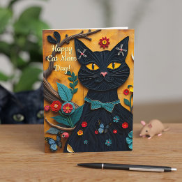 Tarjeta del Día de la Madre del Gato Negro 