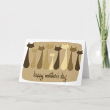 Tarjeta del día de la madre del gato retro atómico