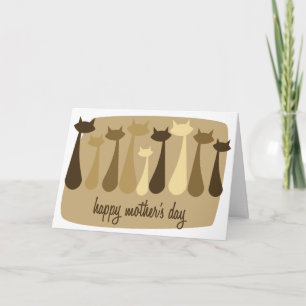 Tarjeta del día de la madre del gato retro atómico