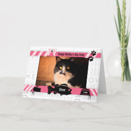 Tarjeta del día de la madre del gato rosado