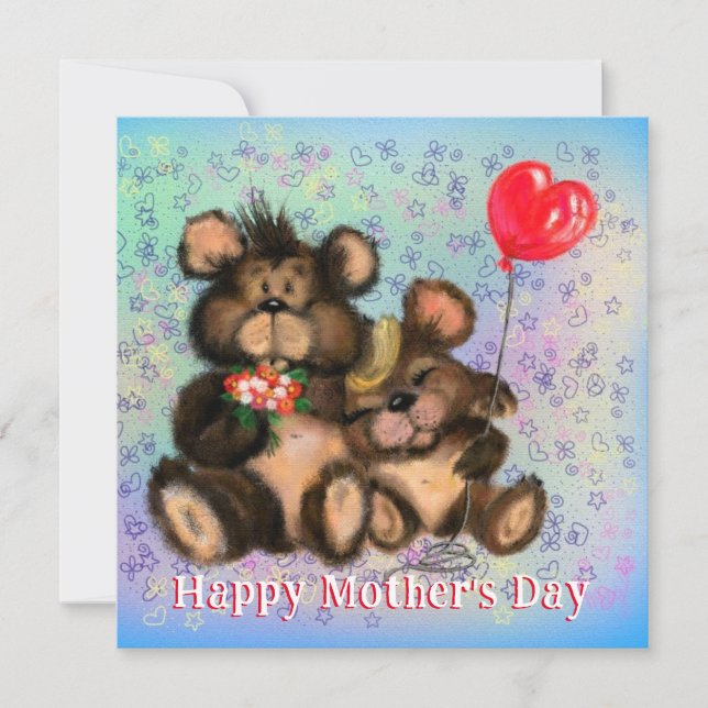 Tarjeta del día de la madre del oso lindo (Anverso)