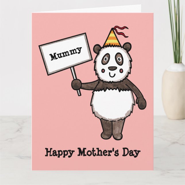 Tarjeta del Día de la Madre del Panda Personalizad (Anverso)