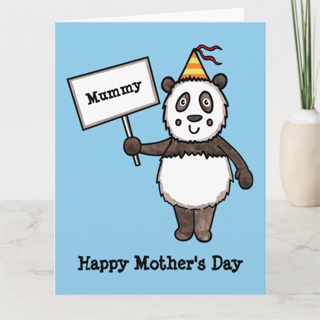 Tarjeta del Día de la Madre del Panda Personalizad (Anverso)
