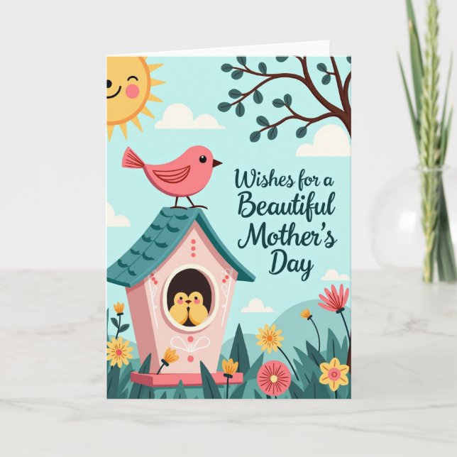 Tarjeta del Día de la Madre del Sol Sonriente (Anverso)