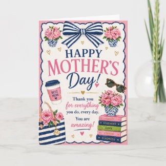 Tarjeta del Día de la Madre – Diseño de Lazo Rosad