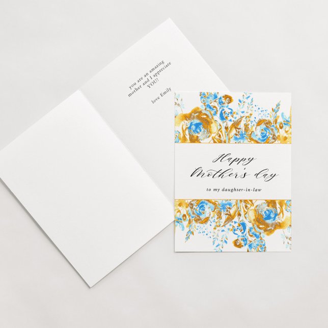 tarjeta del día de la madre dorada azul floral fel (Subido por el creador)