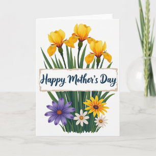 Tarjeta del Día de la Madre dorada y verde