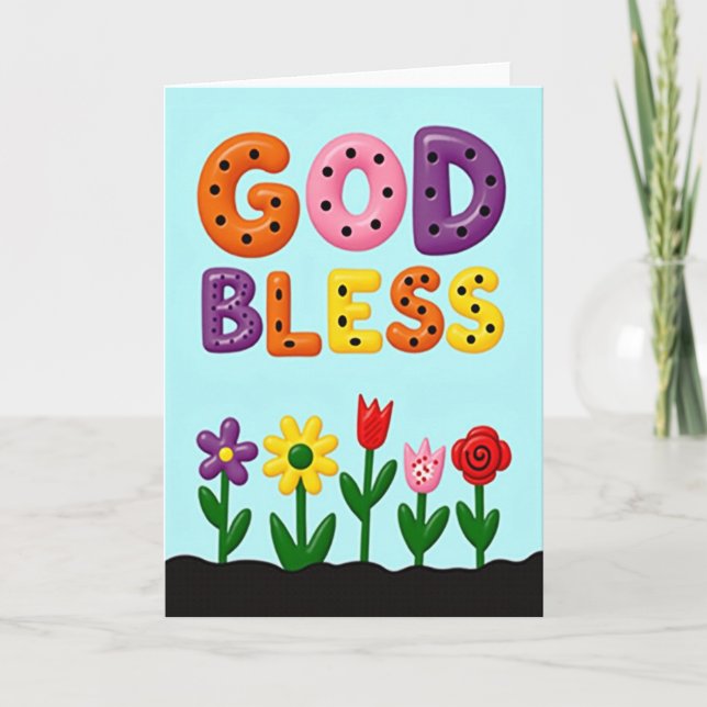 Tarjeta del Día de la Madre Dulce Dios Bendiga (Anverso)