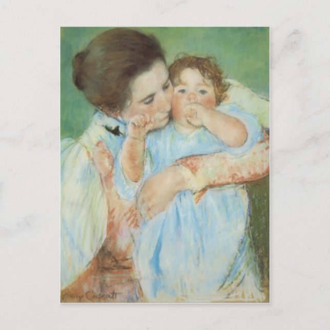 Tarjeta del día de la madre e hijo de Mary Cassatt (Anverso)