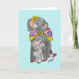 Tarjeta del día de la madre elefante española y su