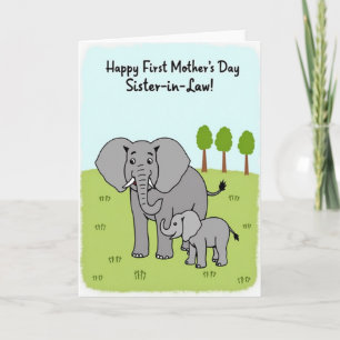 Tarjeta del Día de la Madre Elefante Hermana