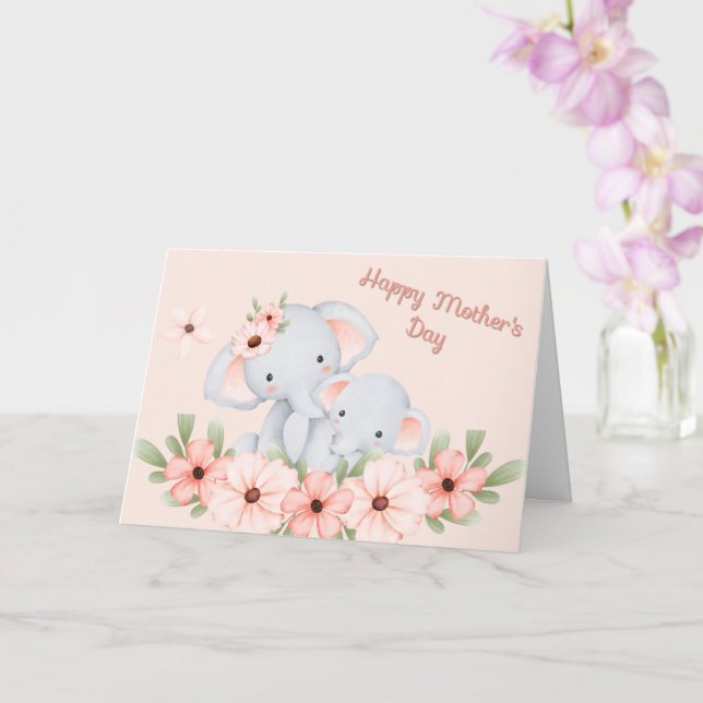 Tarjeta del Día de la Madre Elefante Madre y el Fe (Orquídea)