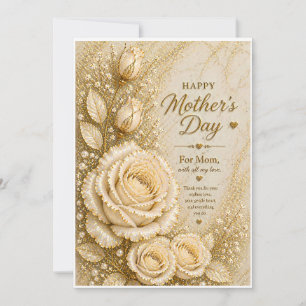 Tarjeta del Día de la Madre Elegante Rosa Crema Fl