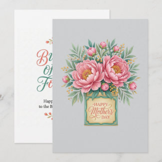 Tarjeta del Día de la Madre Elegantes Peonías Rosa