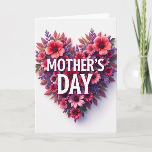 Tarjeta del Día de la Madre en forma de corazón fl