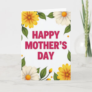 Tarjeta del Día de la Madre en Fuchsia y Amarillo