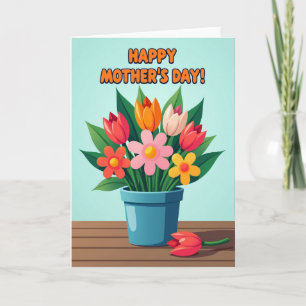 Tarjeta del Día de la Madre en Verde Azul