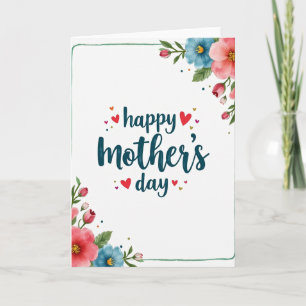 Tarjeta del Día de la Madre en Verde Teal y Rojo