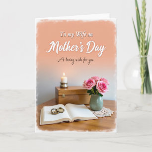 Tarjeta del Día de la Madre Esposa Rosa