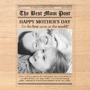 Tarjeta del Día de la Madre estilo periódico antig