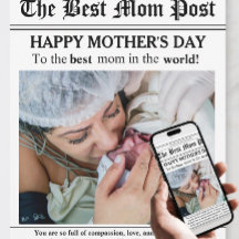 Tarjeta del Día de la Madre estilo periódico antig