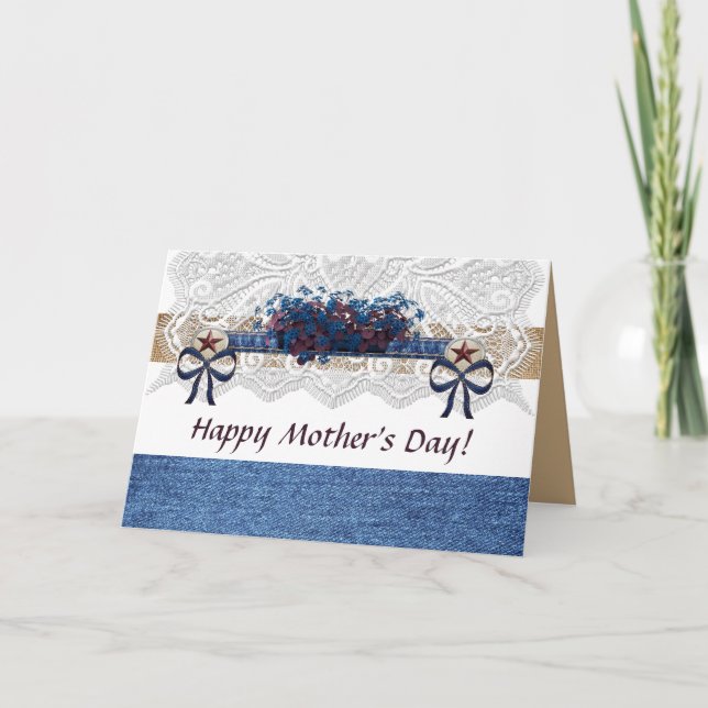 Tarjeta del Día de la Madre Feliz Estilo de País (Anverso)