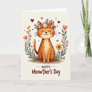 Tarjeta del Día de la Madre Feliz Gato