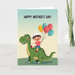Tarjeta del Día de la Madre Feliz Rojo y Dorado