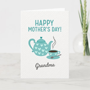Tarjeta del Día de la Madre Feliz Turquesa
