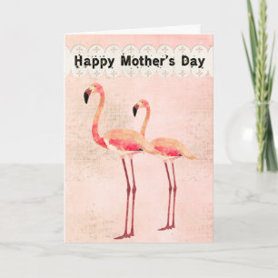 Tarjeta del Día de la Madre Flamingo Rosa