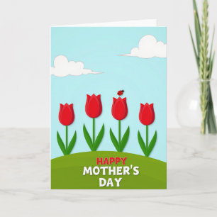 Tarjeta del Día de la Madre Flor de Flor Carmesí