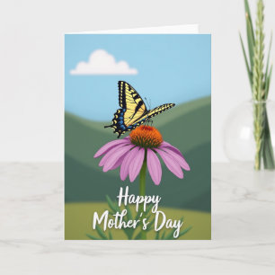 Tarjeta del Día de la Madre Flor de Mariposa