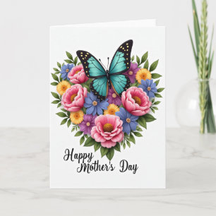 Tarjeta del Día de la Madre Flor Mariposa Verde Te