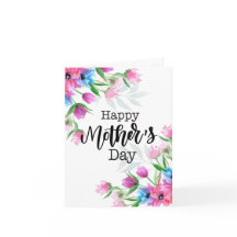 Tarjeta del Día de la Madre Floral Acuarela Feliz