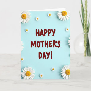 Tarjeta del Día de la Madre Floral Azul Pálido