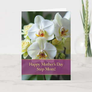 Tarjeta del Día de la Madre Floral Blanca Elegante