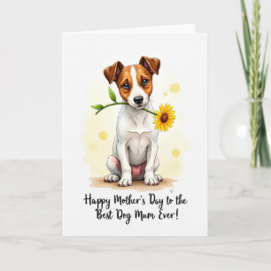 Tarjeta del Día de la Madre Floral Cachorro Dulce