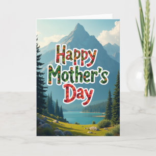 Tarjeta del Día de la Madre Floral de Montaña