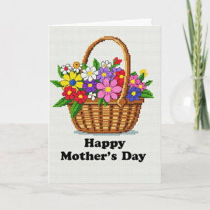 Tarjeta del Día de la Madre Floral de Píxel