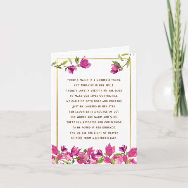 Tarjeta del día de la madre floral de poema madre  (Anverso)