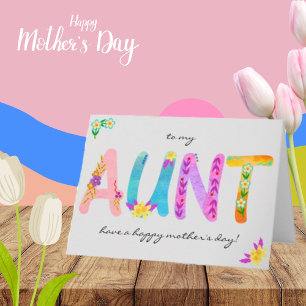Tarjeta del día de la madre floral floral AUNT Bol