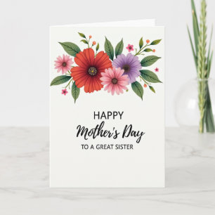 Tarjeta del Día de la Madre Floral Hermana Mayor
