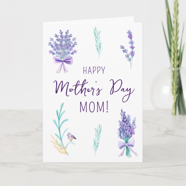 Tarjeta del Día de la Madre Floral Lavender (Anverso)