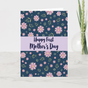 Tarjeta del Día de la Madre Floral Navy