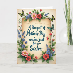 Tarjeta del Día de la Madre Floral para Hermana